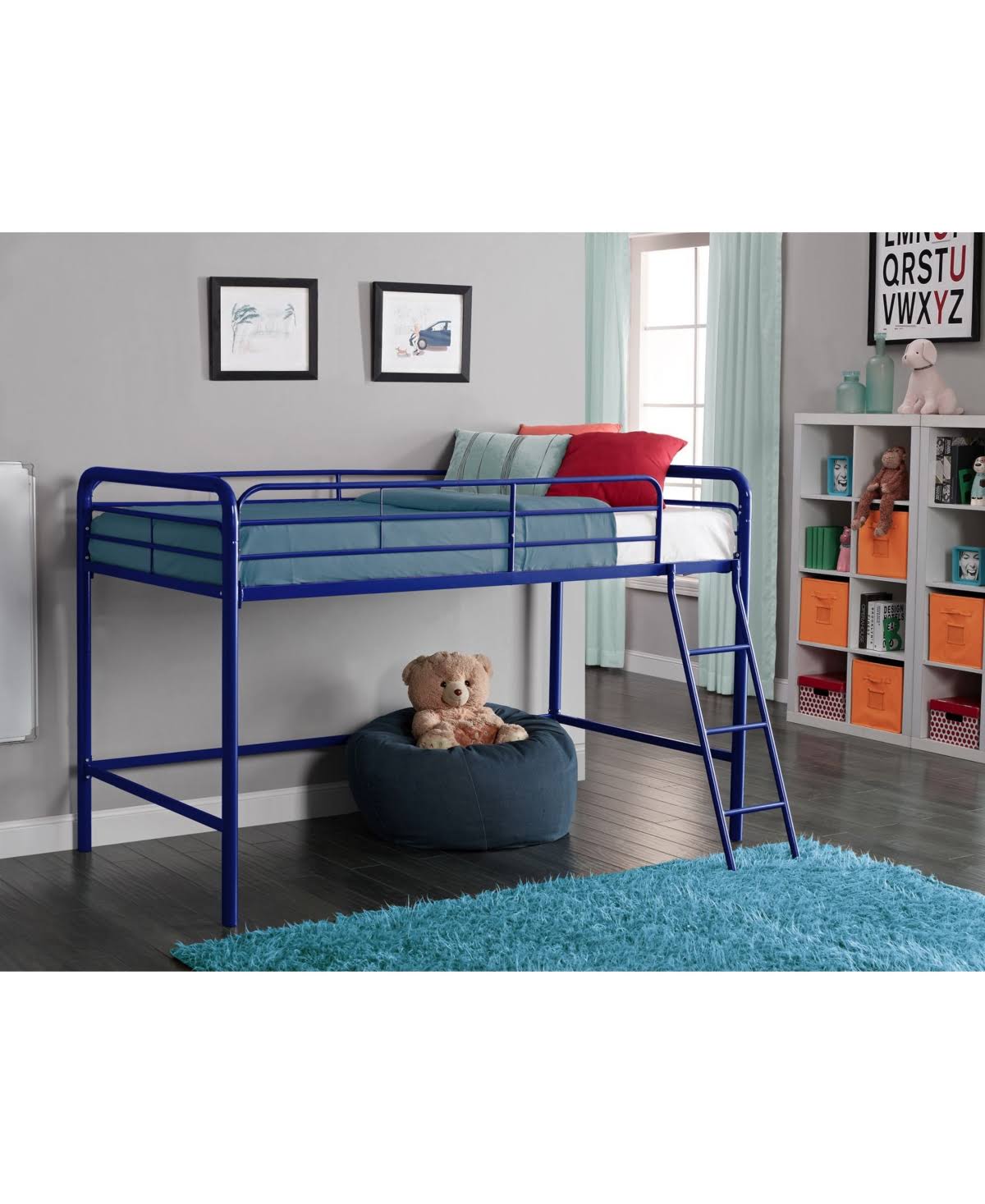 Navy Metal Loft Bed J143