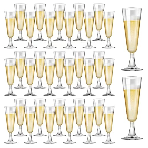 40 Pcs Gold Glitter Plastic Champagne Flutes C3969