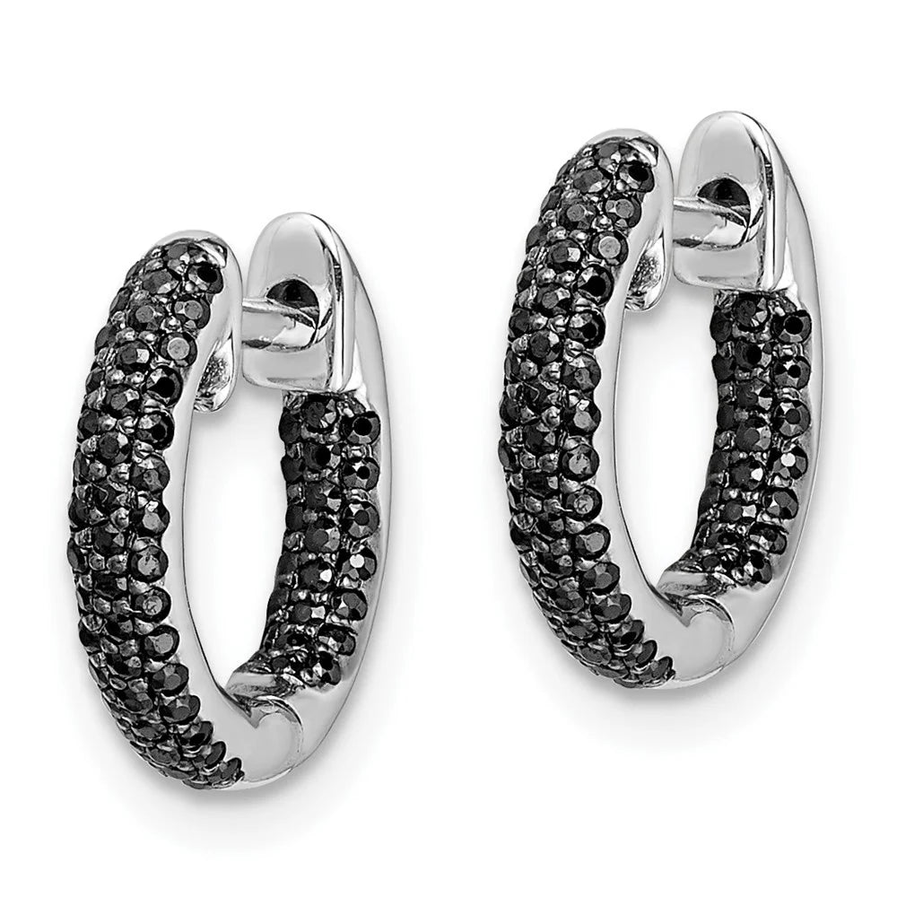 10k White Gold Diamond Hinged Hoop Earrings O606198