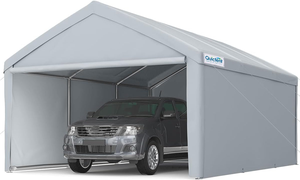 13'X20' Heavy Duty Galvanized Car Canopy Garage Boat Shelter with Reinforced Frame - Silver Gray Q6401