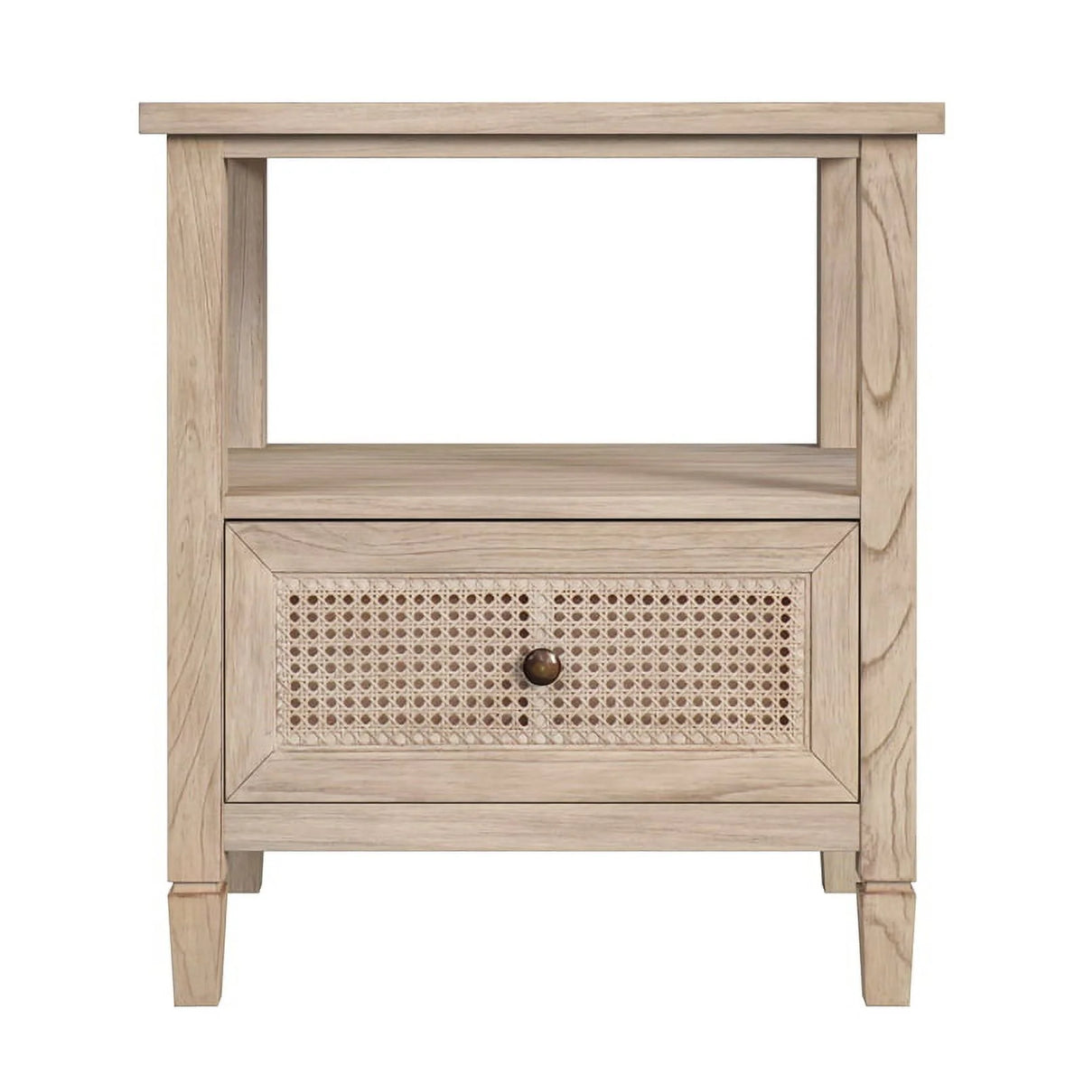 1 Drawer Cane and Wood Nightstand J8119
