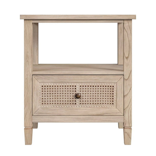 1 Drawer Cane and Wood Nightstand J8119