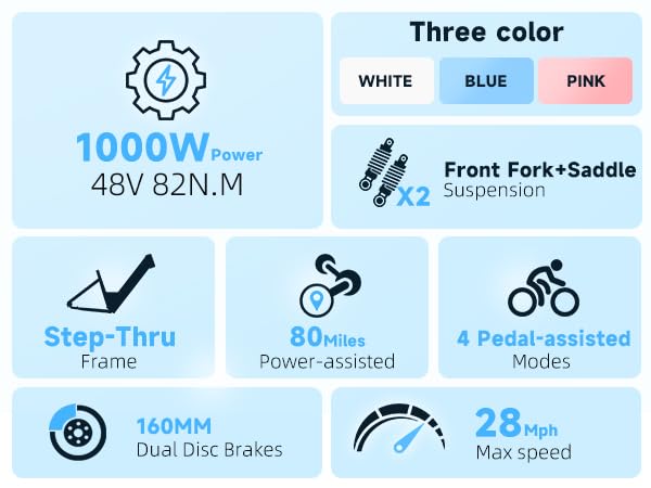1000W Folding Electric Bike 48V 20.8AH Removable Battery 20" Fat Tire H838