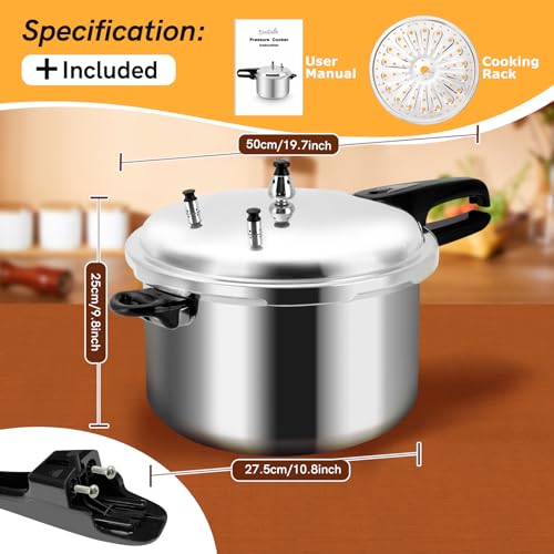 12 Quart Aluminum Pressure Cooker with Cooking Rack T9418