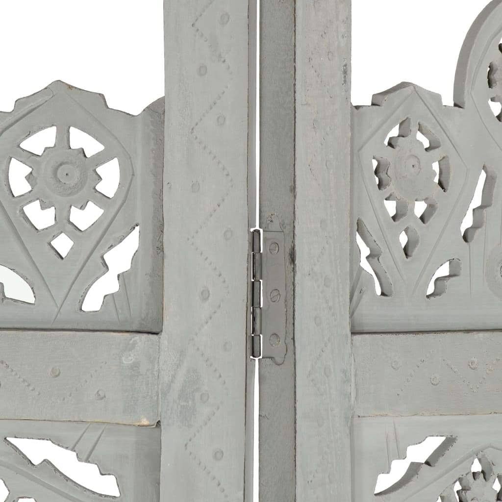 Hand Carved 5-Panel Gray Solid Mango Wood Room Divider E801