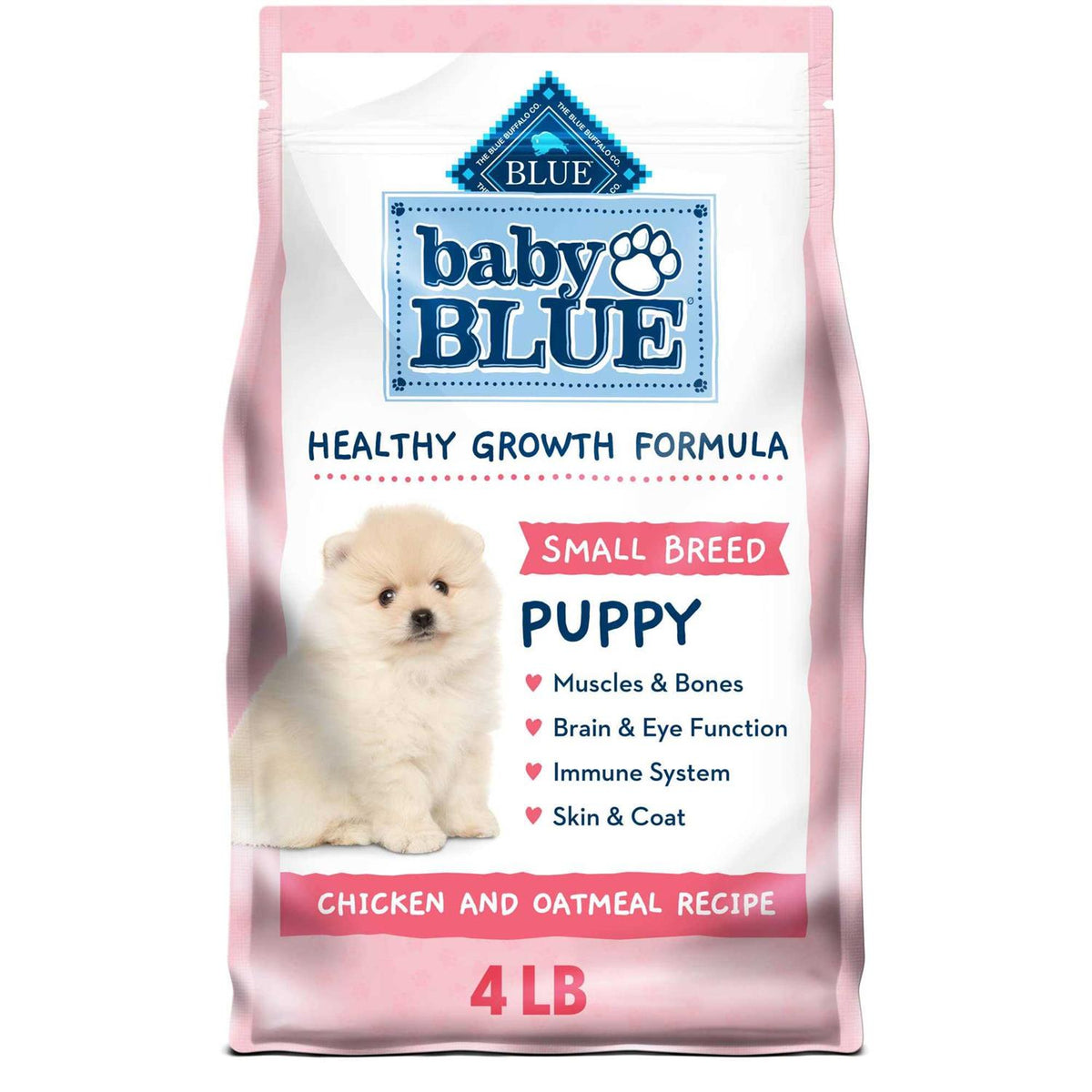Natural Small Breed Puppy Dry Dog Food, Chicken and Oatmeal Rice Recipe 4-lb U548898