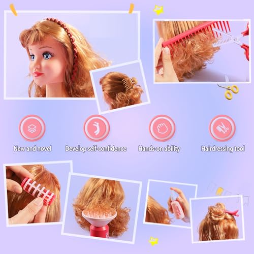 21Pcs Girls Hair Salon Toys with Barber Apron, Hair Dryer, Mirror, Scissors and Styling Accessories R1486