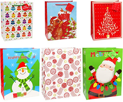4 Extra Large 4 Large 4 Medium Christmas Print Gift Bags with Handles L393899
