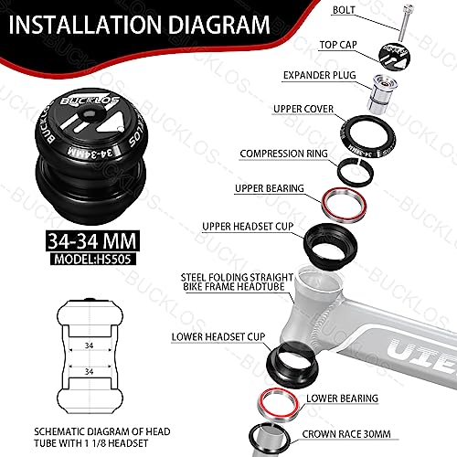 1-1/8 Bike Headset MTB Threadless Double Sealed Bearings L91571