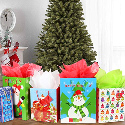 4 Extra Large 4 Large 4 Medium Christmas Print Gift Bags with Handles L393899