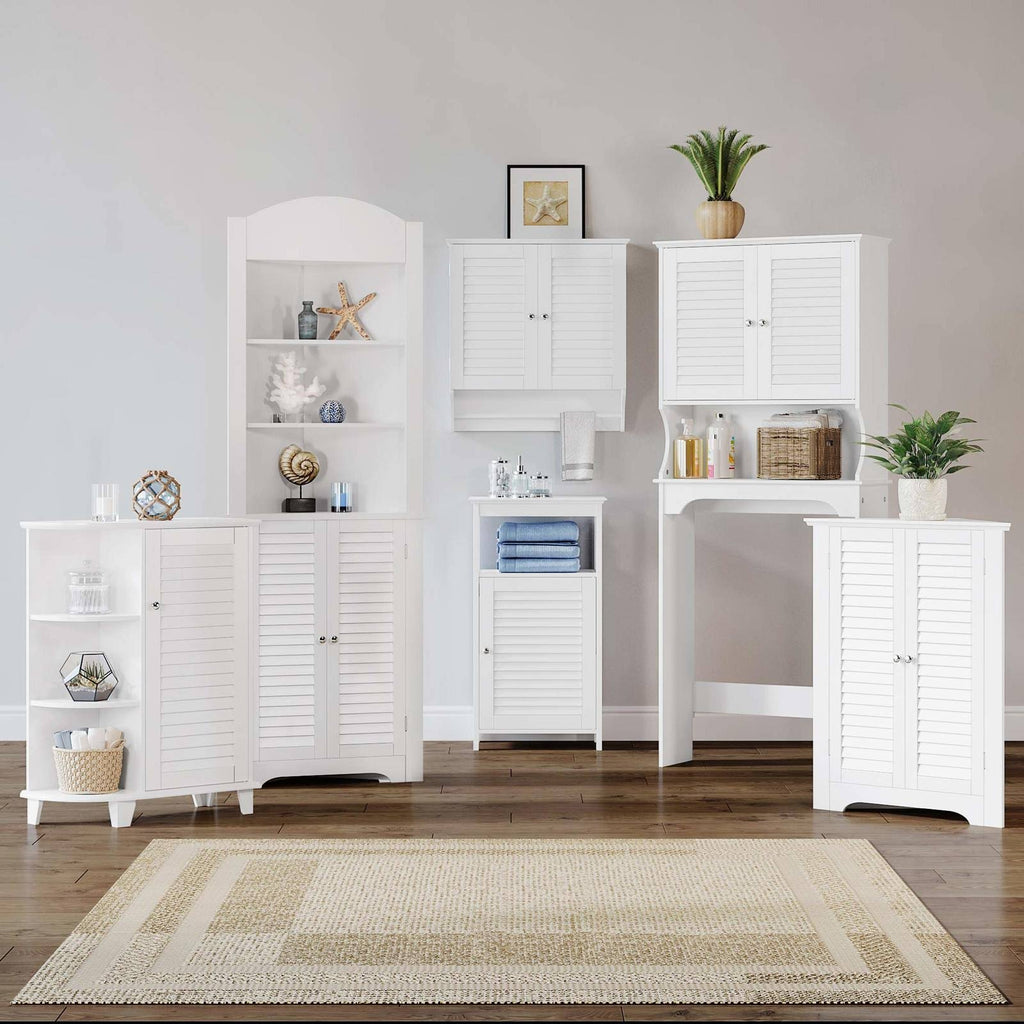 White 3-Shelf Corner Cabinet H992