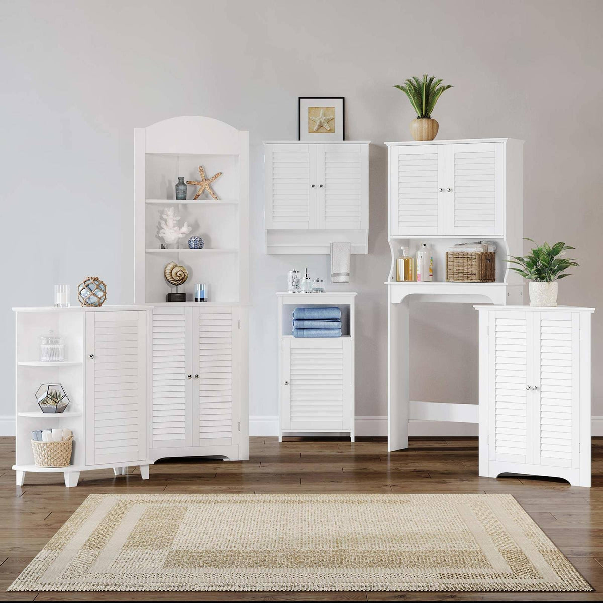 White 3-Shelf Corner Cabinet H992