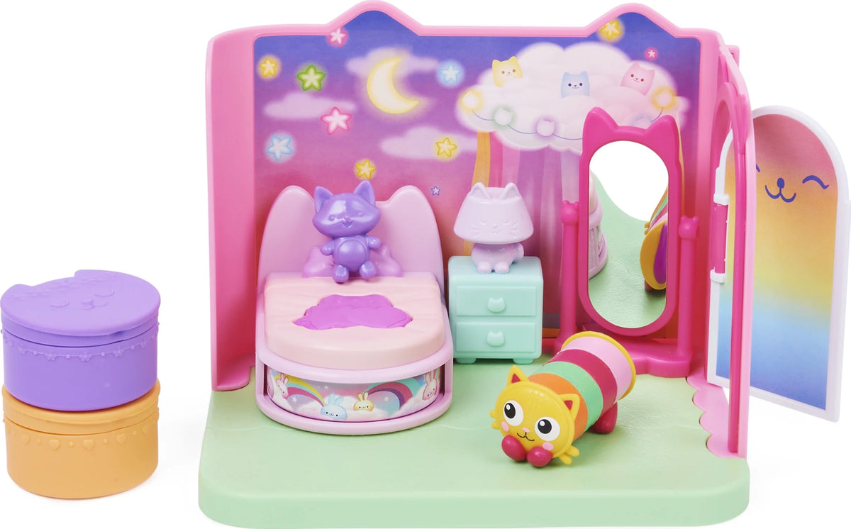 Sweet Dreams Bedroom with Pillow Cat Figure and 3 Accessories, 3 Furniture and 2 Deliveries F14711