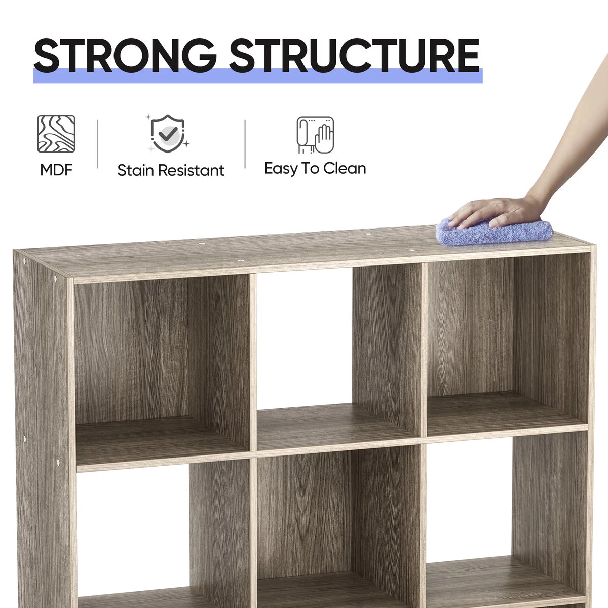 3-Tier 9 Cube Storage Organizer Wood Bookcase Bookshelf Black S323