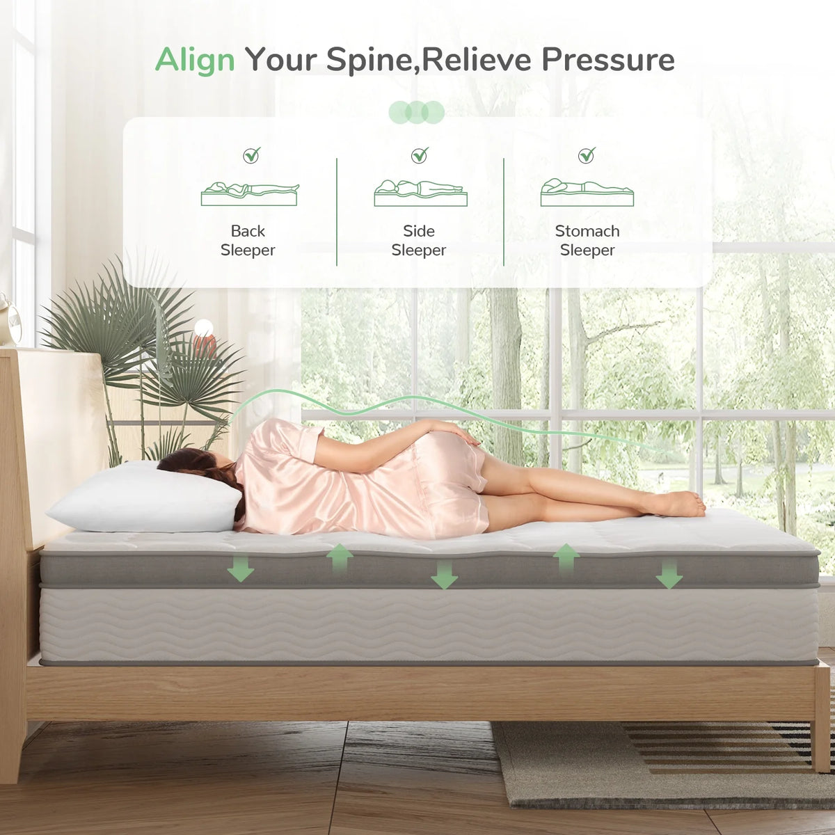 12" Gel Memory Foam Pocket Spring Hybrid Mattress Queen Size G40477