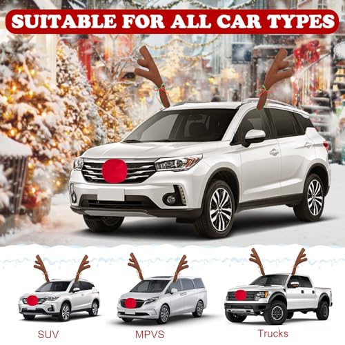 Car Reindeer Antler Kit Nose and Tail Christmas Decoration Set B379131