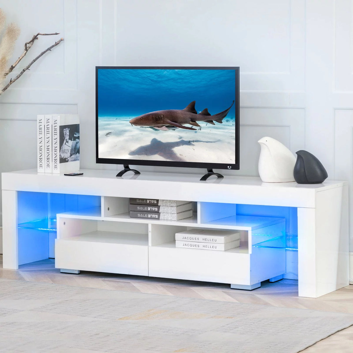 Black High Glossy TV Stand with LED Light K65315