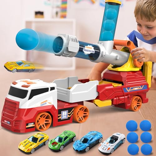 28" Truck Toys with 4 Race Cars & 6 Soft Foam Balls C498