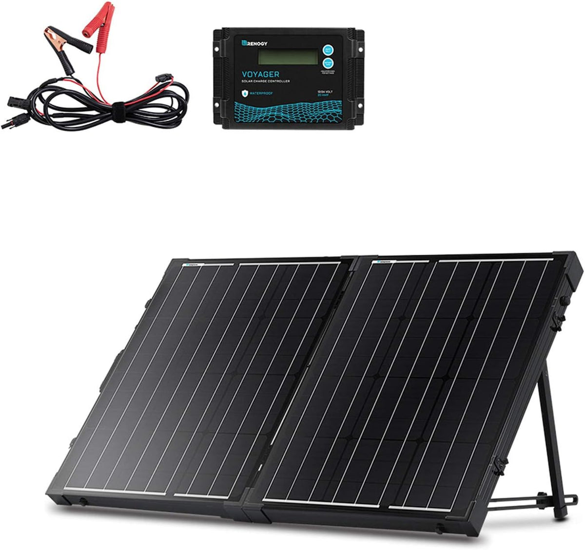100 Watt 12 Volt Monocrystalline Portable Foldable Solar Panel Suitcase with Waterproof 20A Charger Controller Q5377