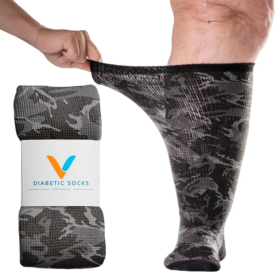 Diabetic Socks Non Binding Seamless Toe Loose Fit Camo Q13910