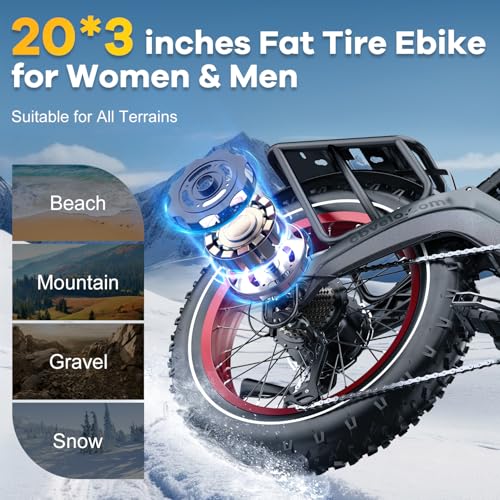 1000W Folding Electric Bike 48V 20.8AH Removable Battery 20" Fat Tire H838