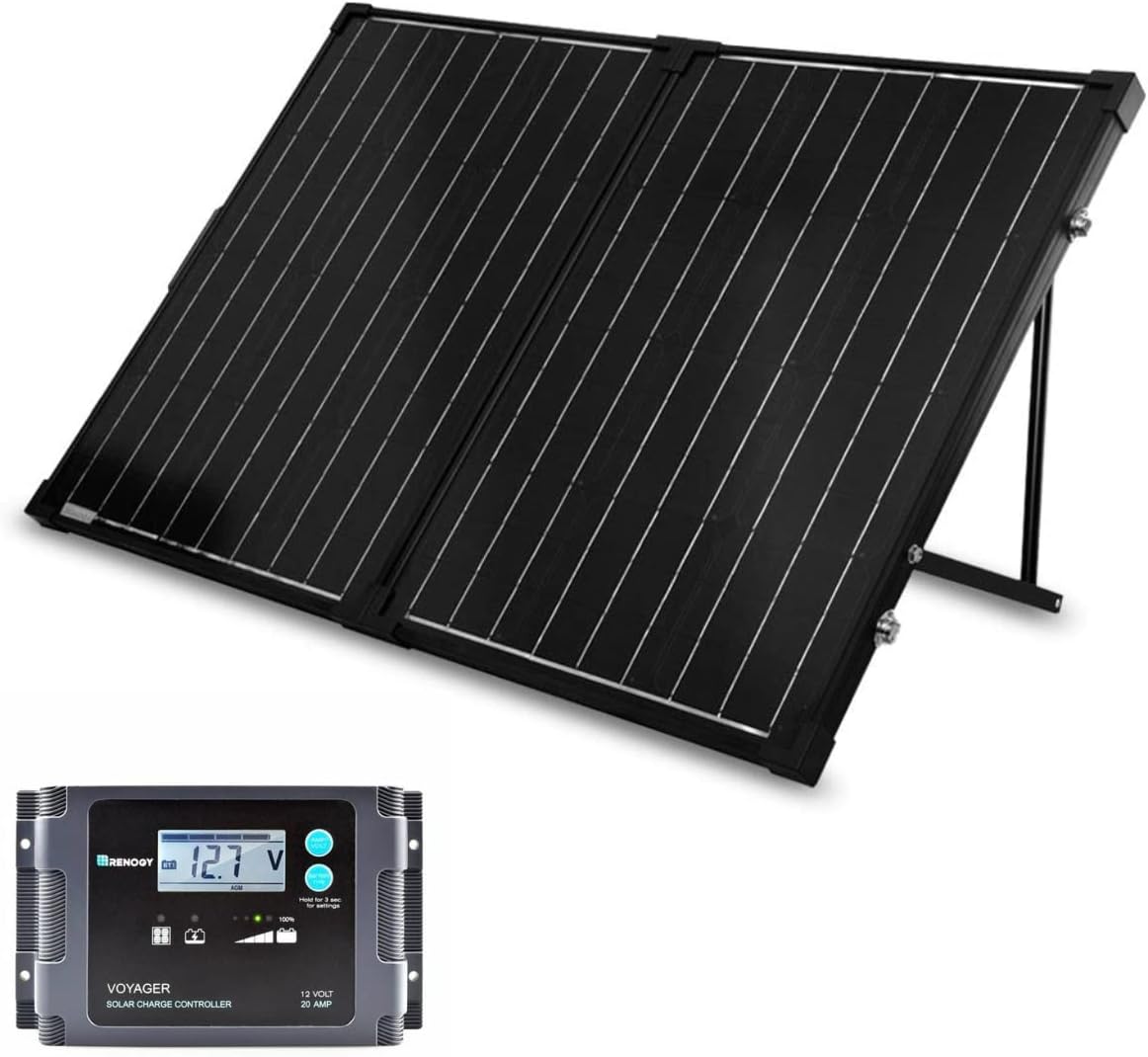 100 Watt 12 Volt Monocrystalline Portable Foldable Solar Panel Suitcase with Waterproof 20A Charger Controller Q5377