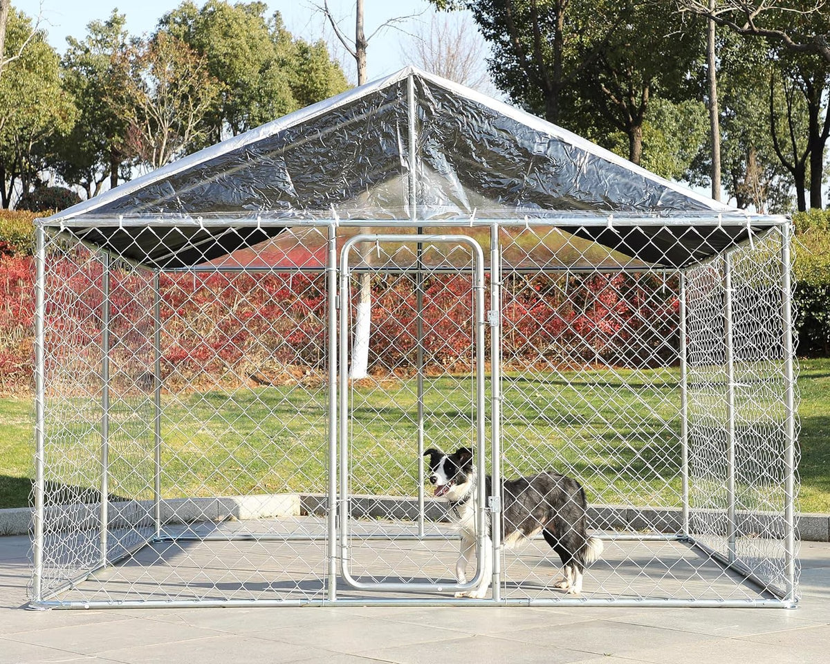 118'' L x 118'' W x 83'' H Galvanized Steel Dog Kennel with Lockable Door G2344