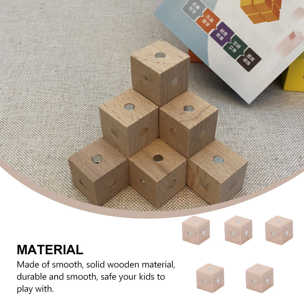 10 pcs Magnetic Wooden Building Blocks Cube Toys D66146