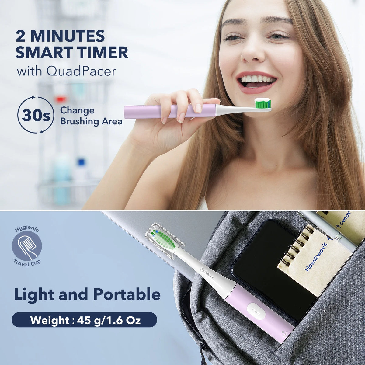 Sonic Electric Toothbrush with 2 Mins Smart Timer J352
