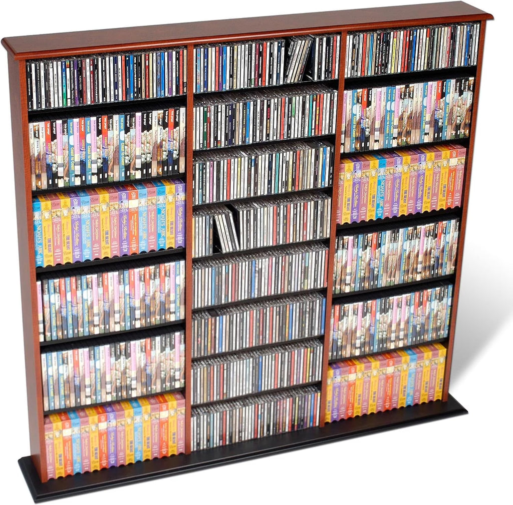 Triple Wide Wall CD Rack - Cherry & Black B263