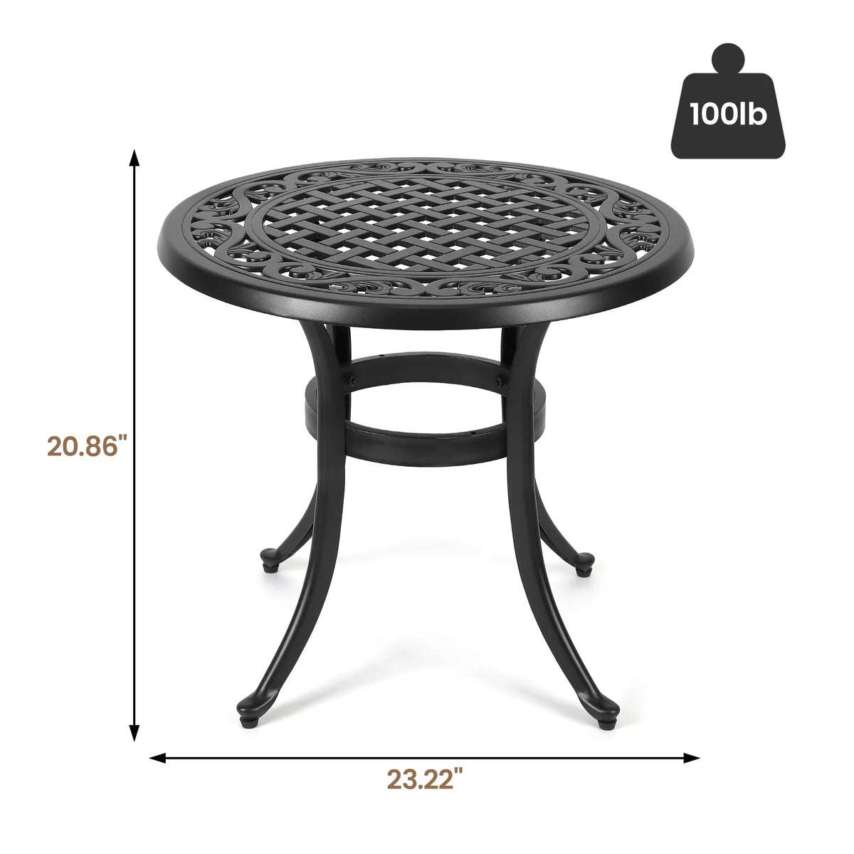 Cast Aluminum Round Bistro Table with Umbrella Hole T315