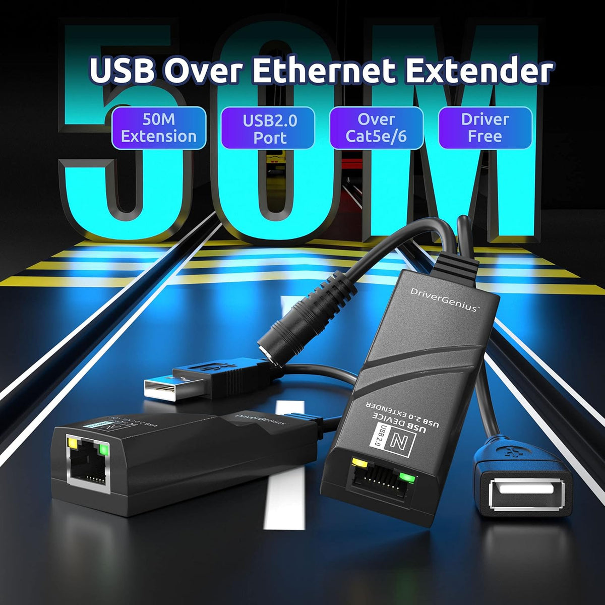 USB 2.0 Ethernet Extender Over Cat5e/Cat6/CAT7 R5598