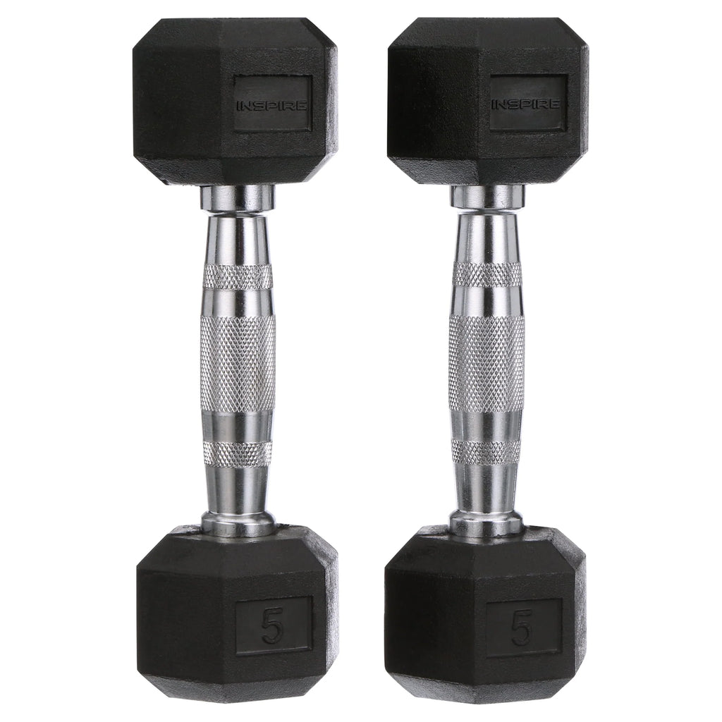 5 lb Rubber Hex Dumbbells S2967