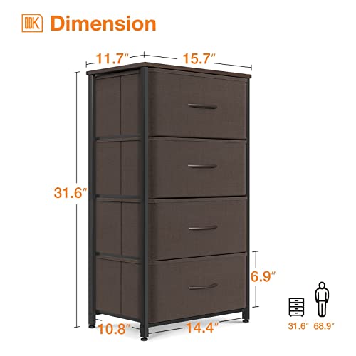 4 Drawer Dark Grey Dresser with Steel Frame and Wood Top G6711