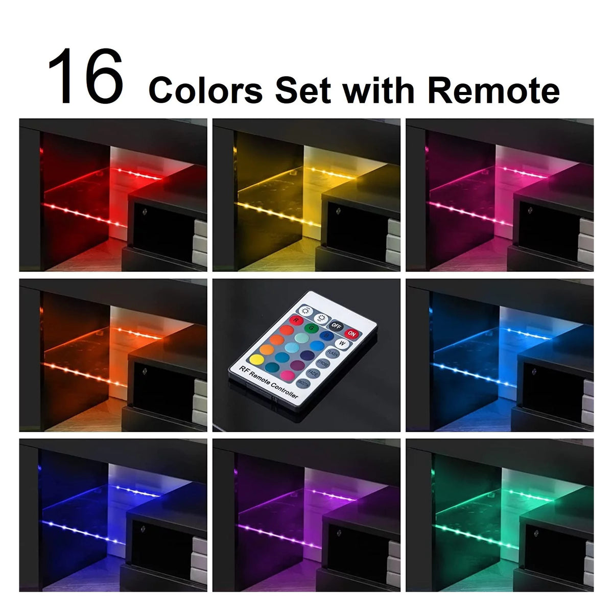Black High Glossy TV Stand with LED Light K65315