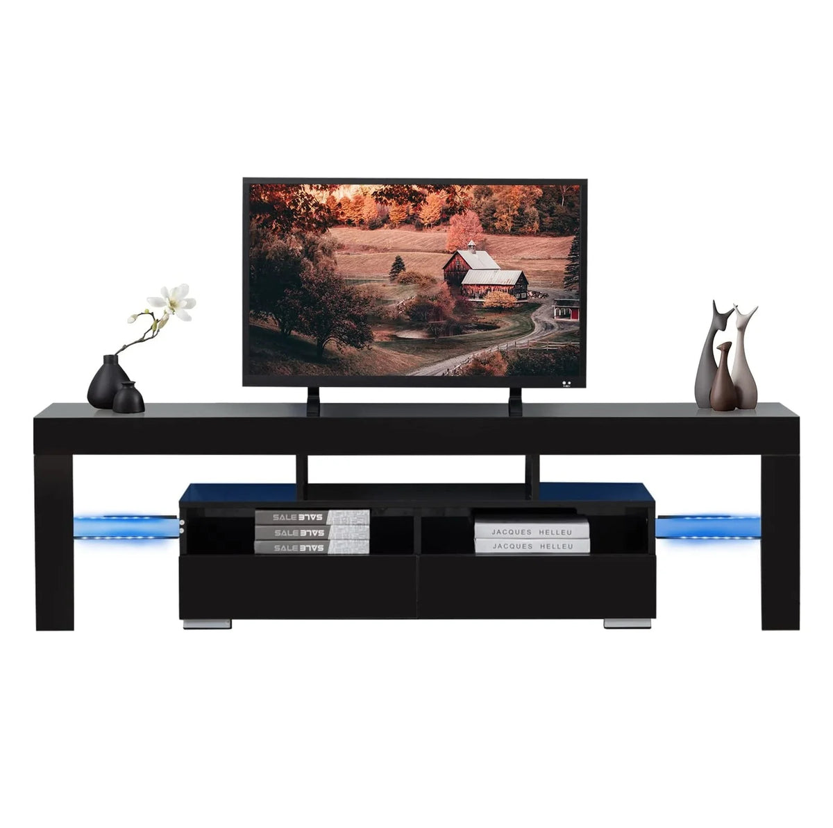 Black High Glossy TV Stand with LED Light K65315