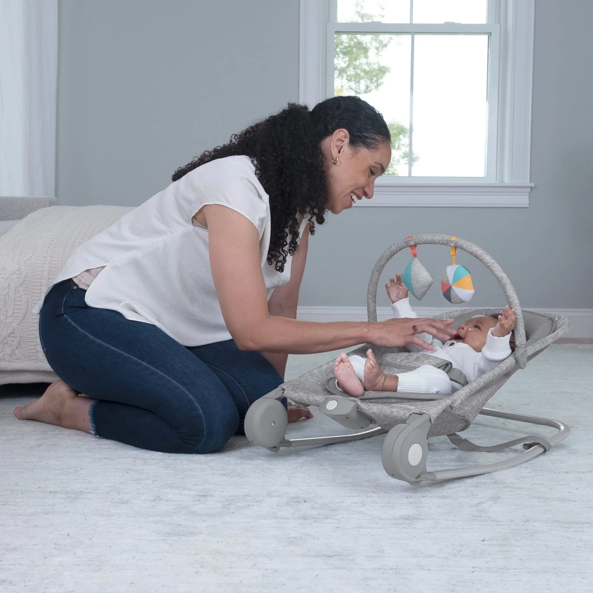 2-in-1 Baby Bouncer & Rocker, Light Gray Tweed W192