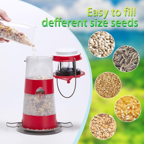 Solar Bird Feeder Hanging Outdoor Birdfeeder Waterproof LED Lights Z87593