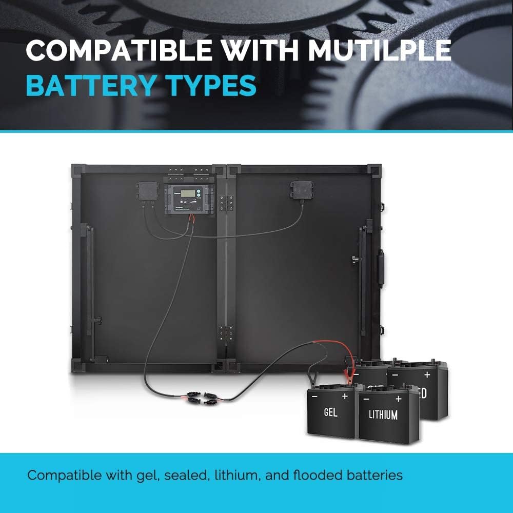 100 Watt 12 Volt Monocrystalline Portable Foldable Solar Panel Suitcase with Waterproof 20A Charger Controller Q5377